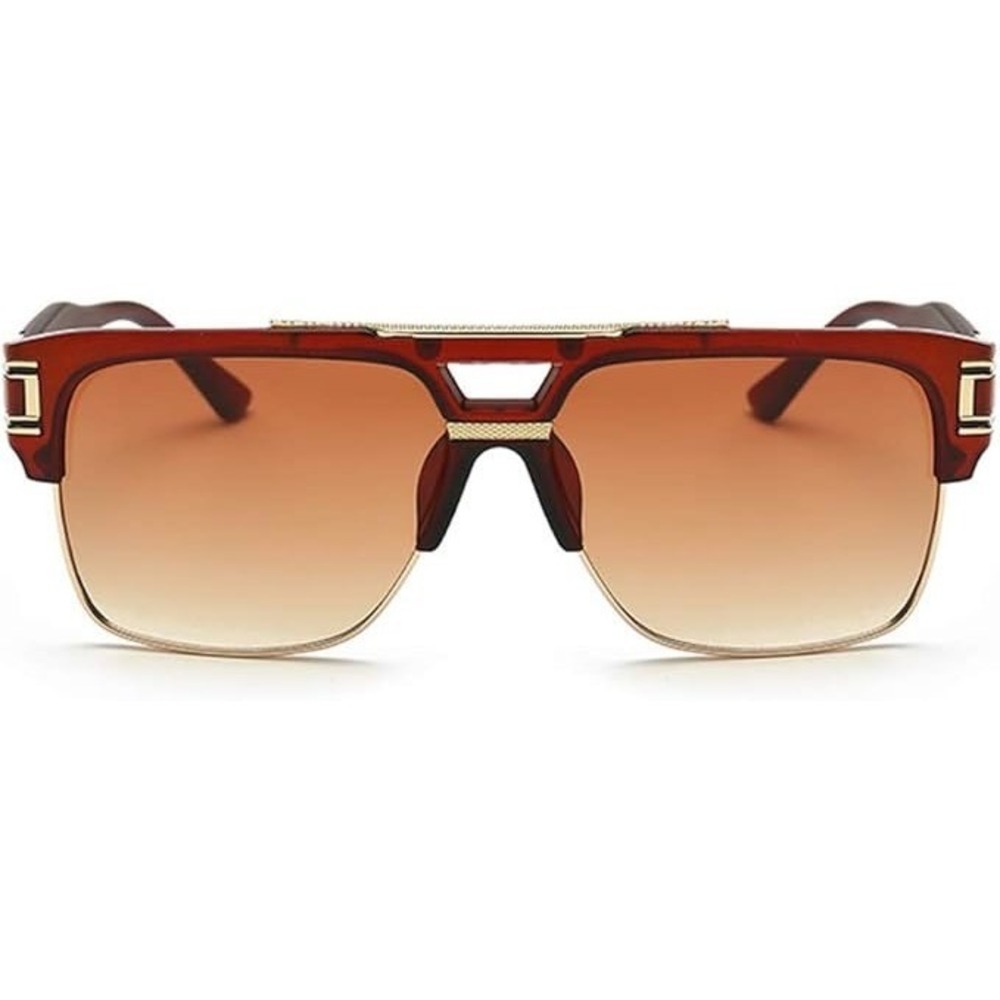 Brown Gold Ombre Lens Sunglasses Square Flat Top Fashion Sun Glasses Men Women - Picture 8 of 8